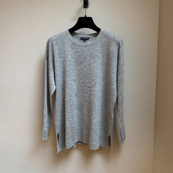 Eileen Fisher Superfine Merino Wool Crew Neck Tunic Top PS Light Heather Grey - Picture 1 of 7